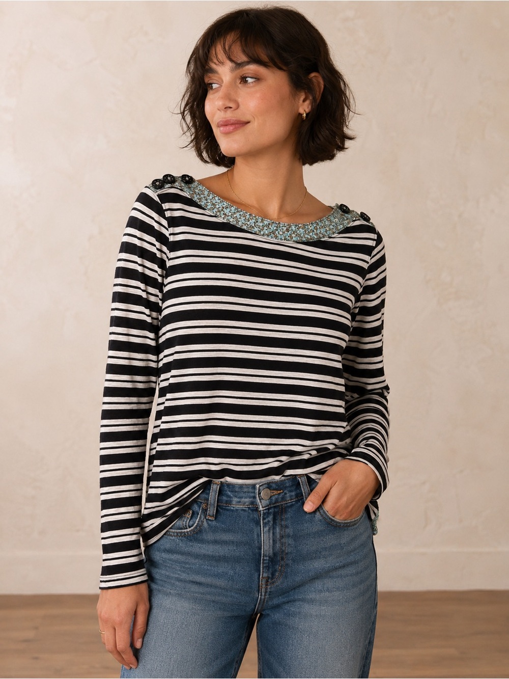 Anthropologie Postmark Laurelwood Striped Boatneck Top